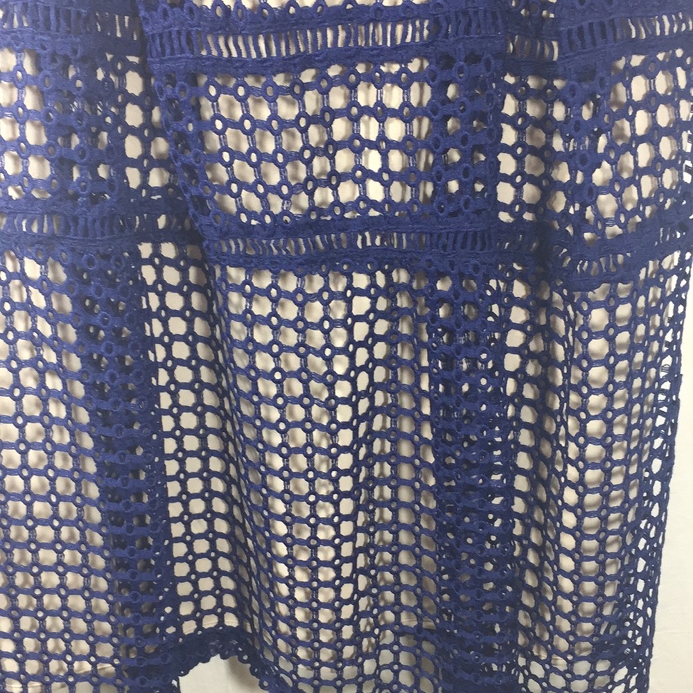 Blush Navy Fishnet Short Sleeve Dress Size M NWT - Picture 3 of 9